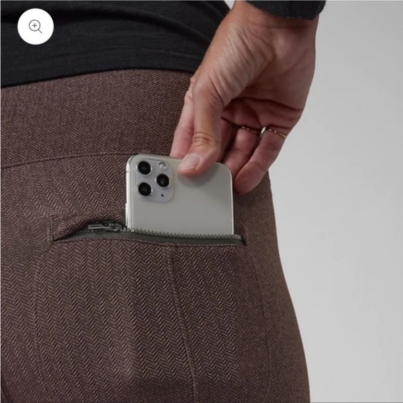 ATHLETA 3X Delancey herringbone tight leggings plus size zip back pockets brown - Picture 3 of 15